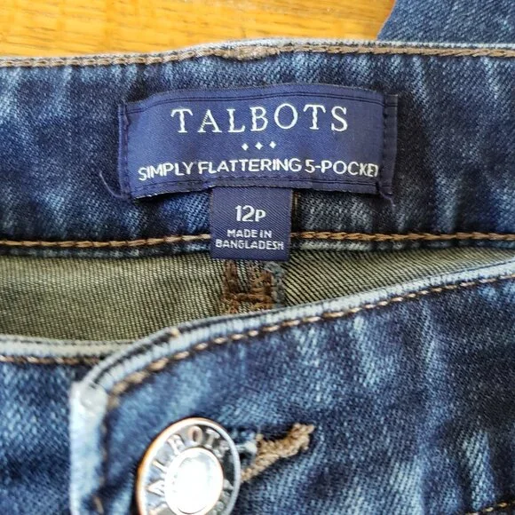 EUC women's Talbots Simply Flattering 5-pocket straight jeans 12P - Picture 1 of 13